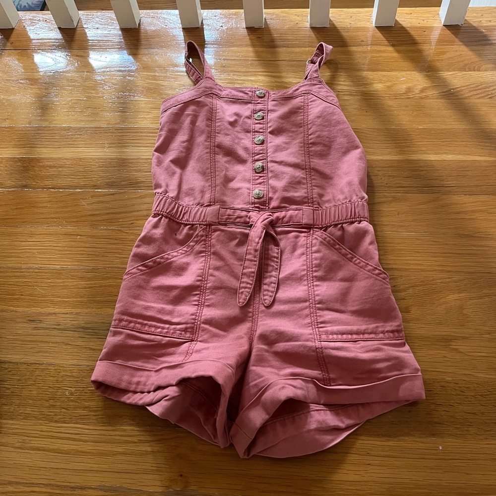 Abercrombie kids pink button romper